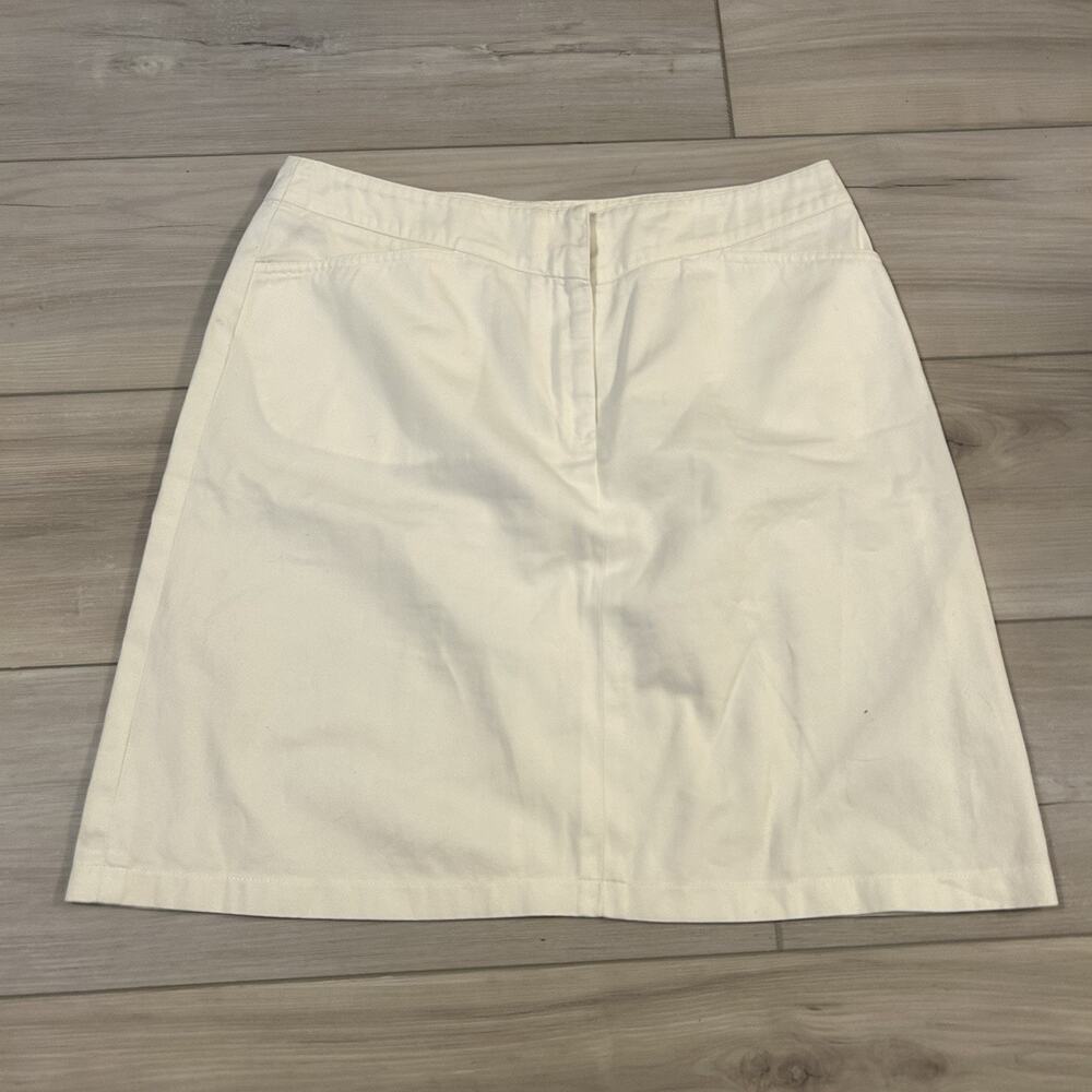 Tommy Hilfiger White Cotton A-Line Skirt Women’s Classic Preppy Size L
